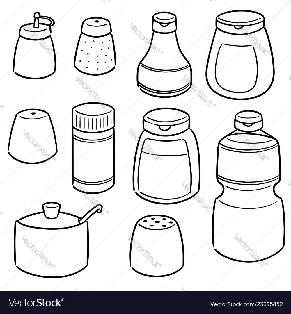 Set of condiment bottles