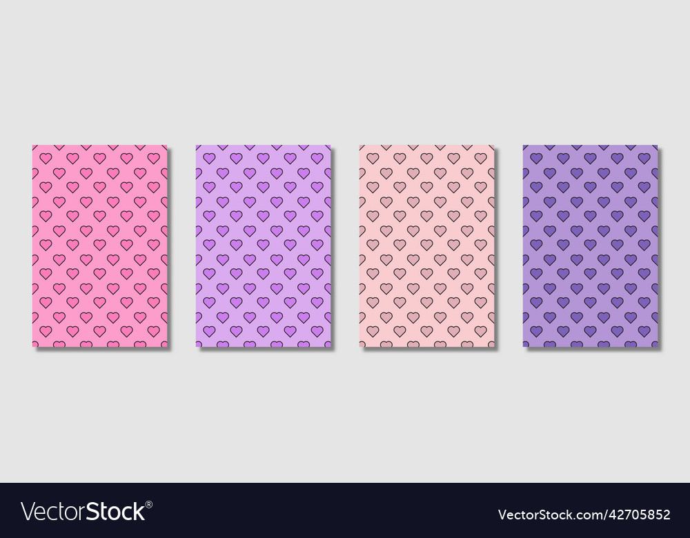 Set of pattern seamless heart abstract background vector image Set of pattern seamless heart abstract background
