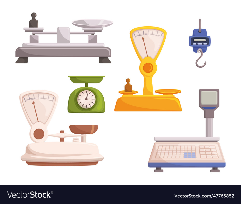Set of store scales mechanical Royalty Free Vector Image