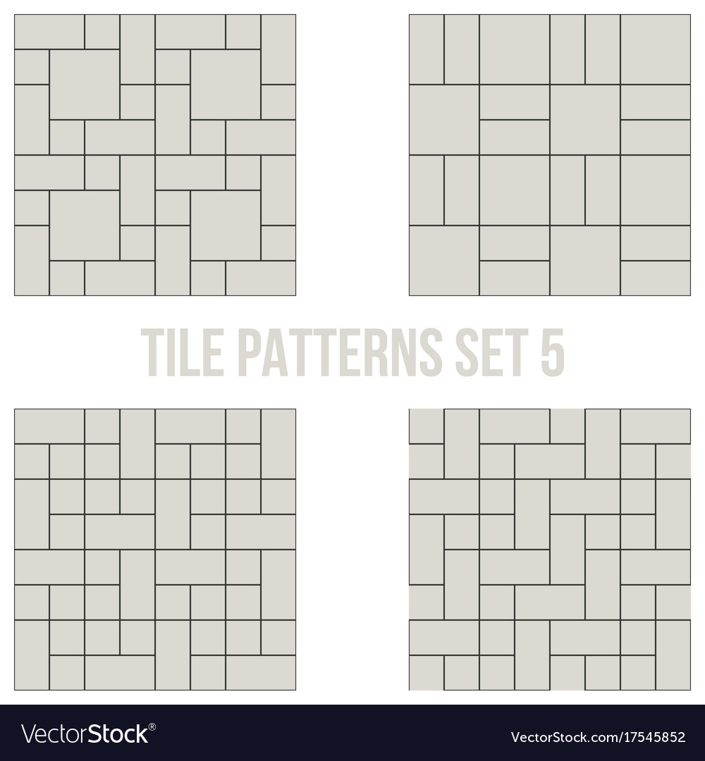 Set of thin line seamless pattern brick tile Vector Image