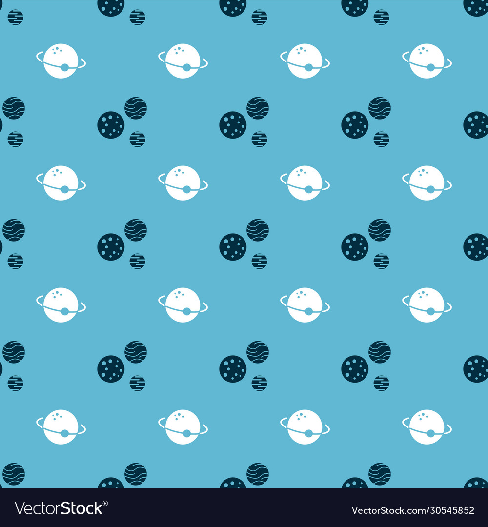 Set planet and on seamless pattern