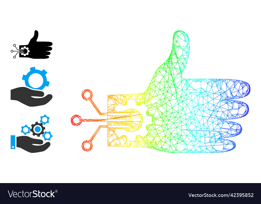 Spectrum gradient network mesh mechanical hand vector image Spectrum gradient network mesh mechanical hand
