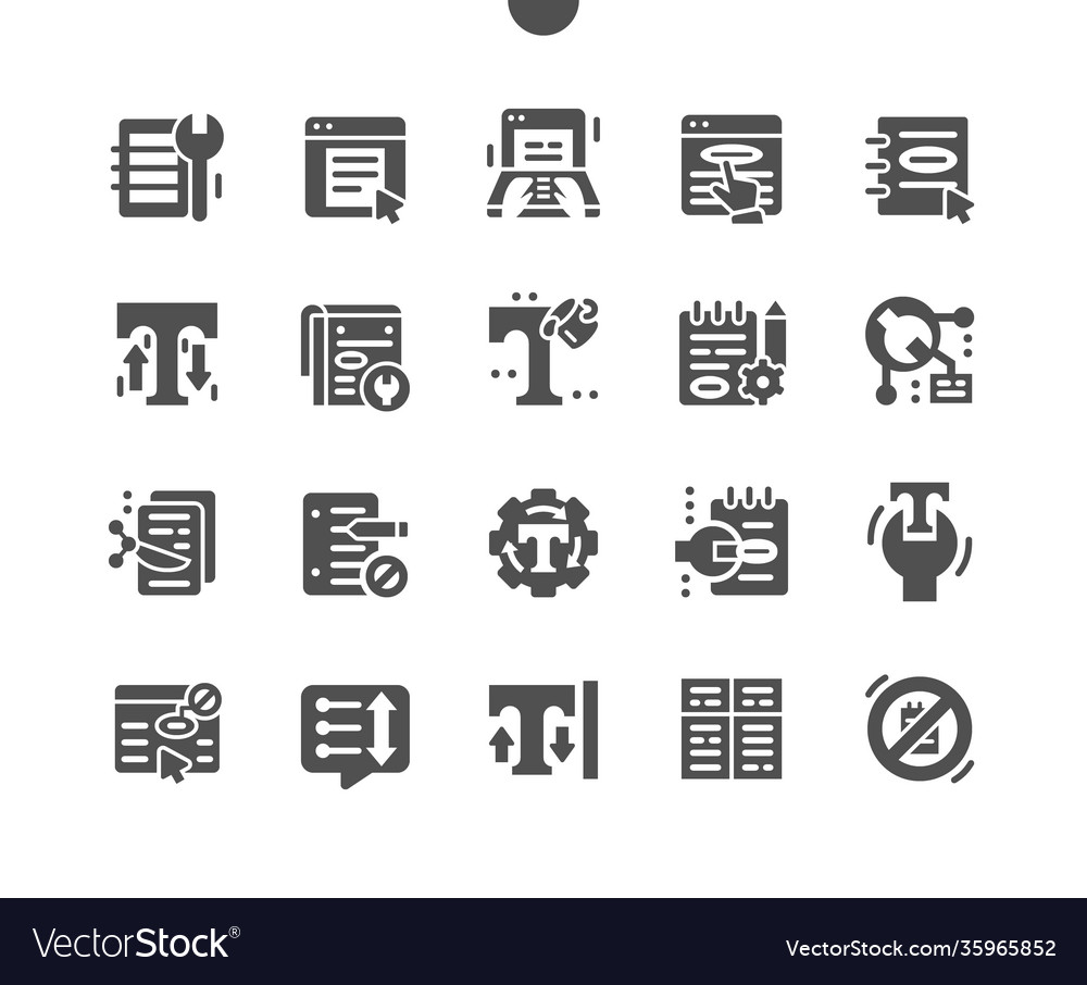 Text editing font size arrangement texts vector image Text editing font size arrangement texts