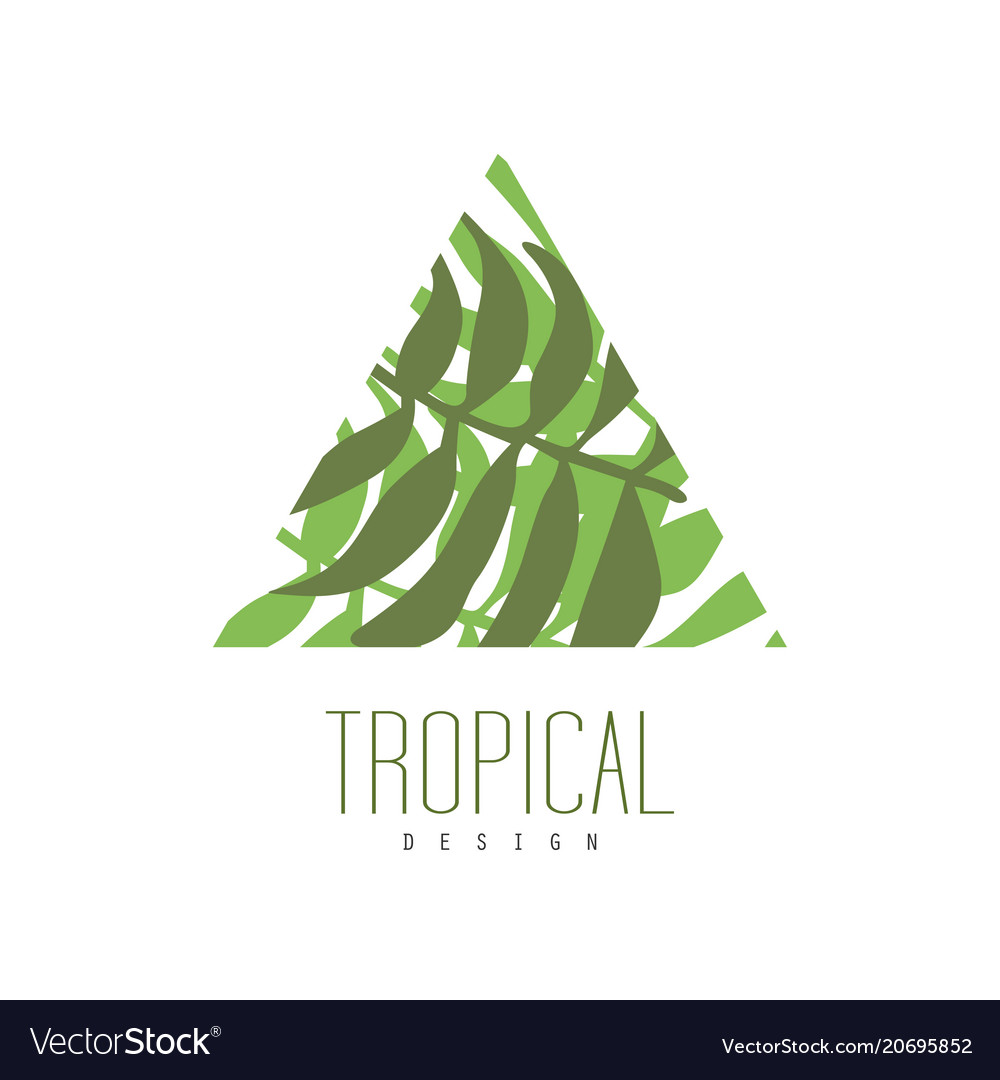 Tropical logo design triangle badge with palm