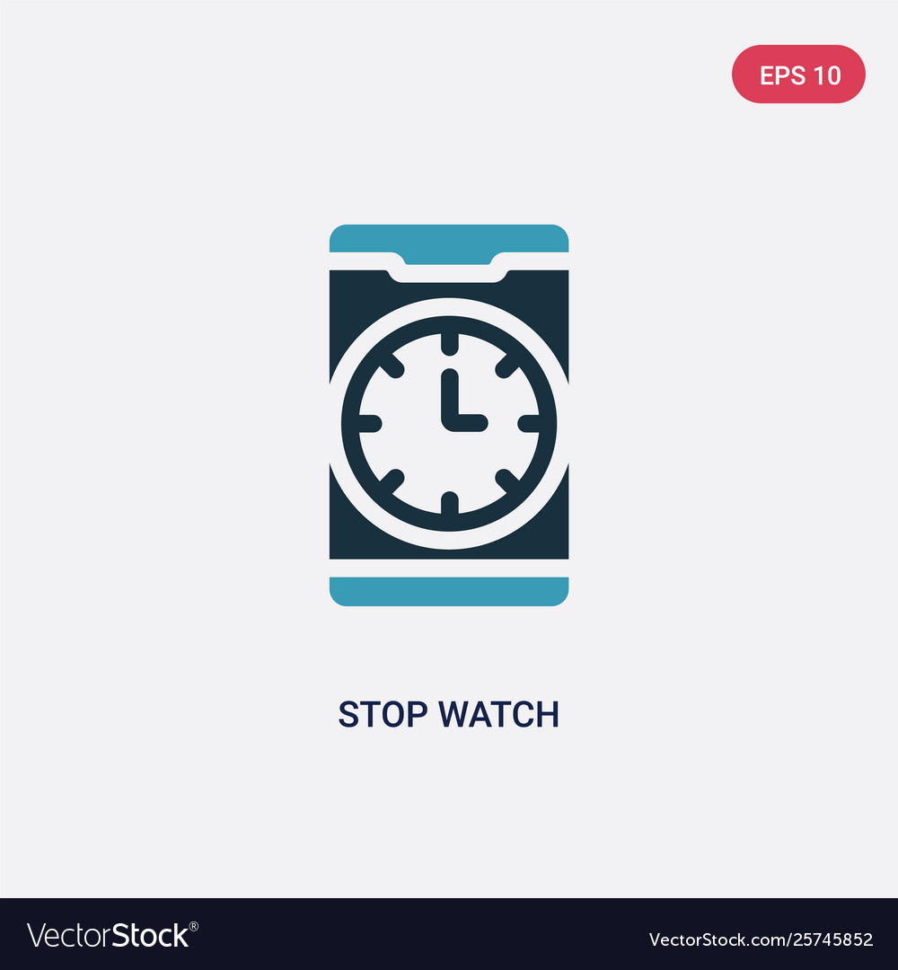 Two color stop watch icon from mobile app concept