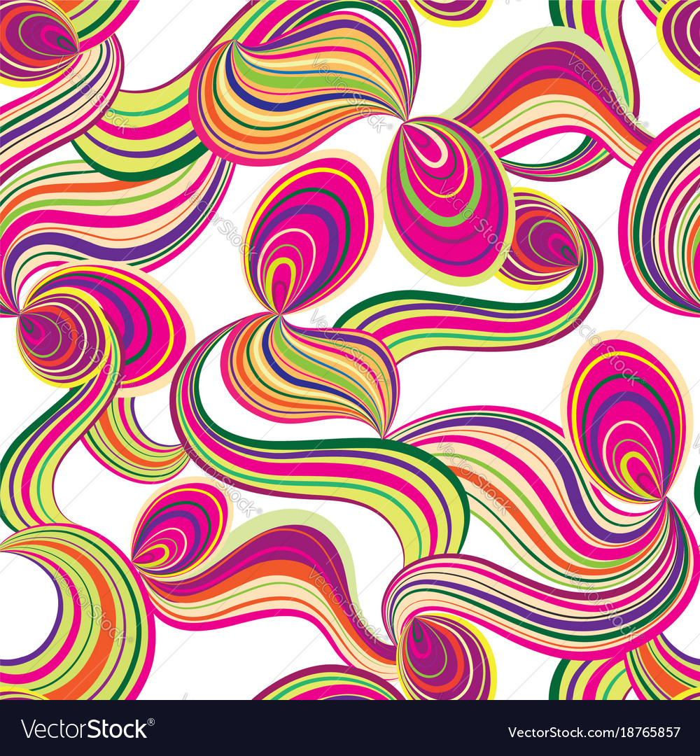Abstract wave line and loops seamless pattern