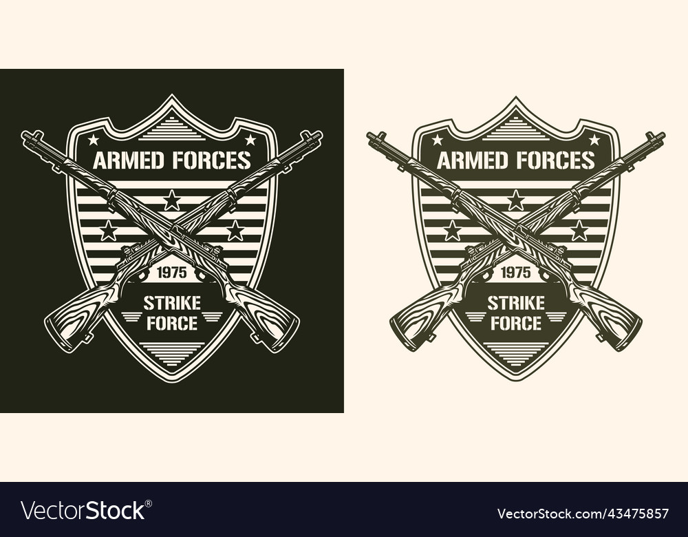 Armed forces monochrome vintage element Royalty Free Vector