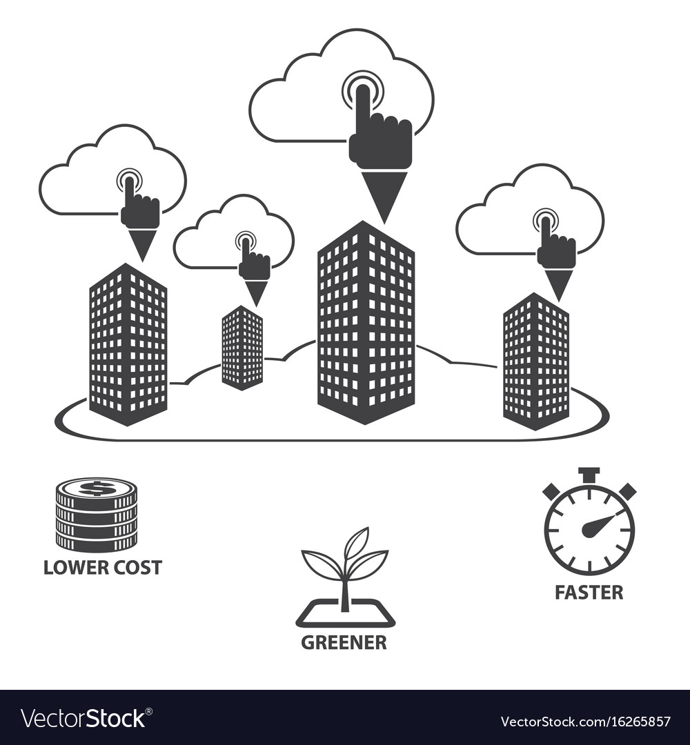 Big data icons set cloud computing