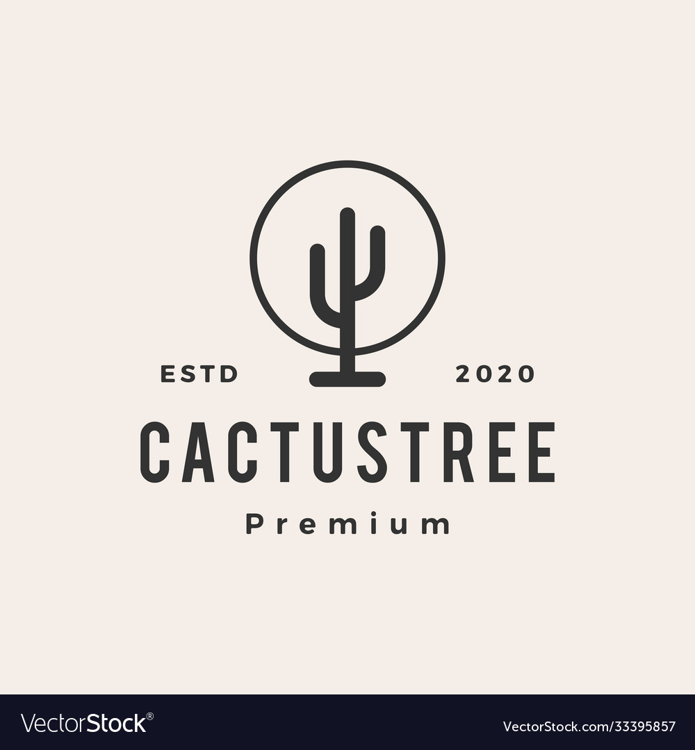 Cactus tree hipster vintage logo icon vector image Cactus tree hipster vintage logo icon