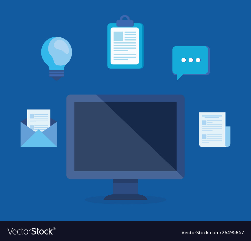 Computer technology with documents information vector image Computer technology with documents information