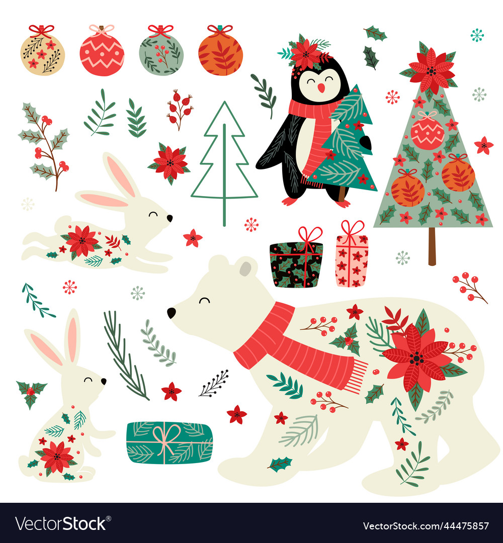 Cute Winter Animals & Christmas Decorations