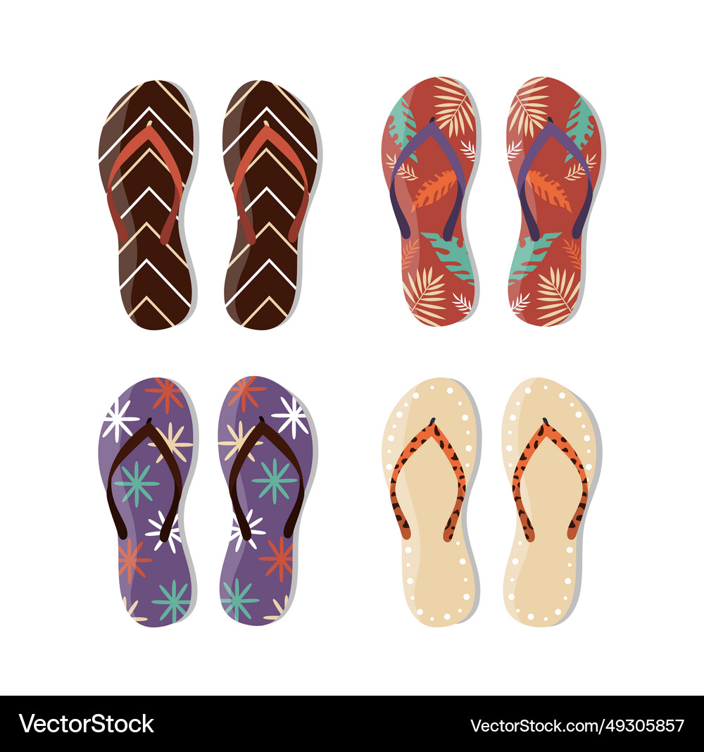 Flip flops set Royalty Free Vector Image - VectorStock