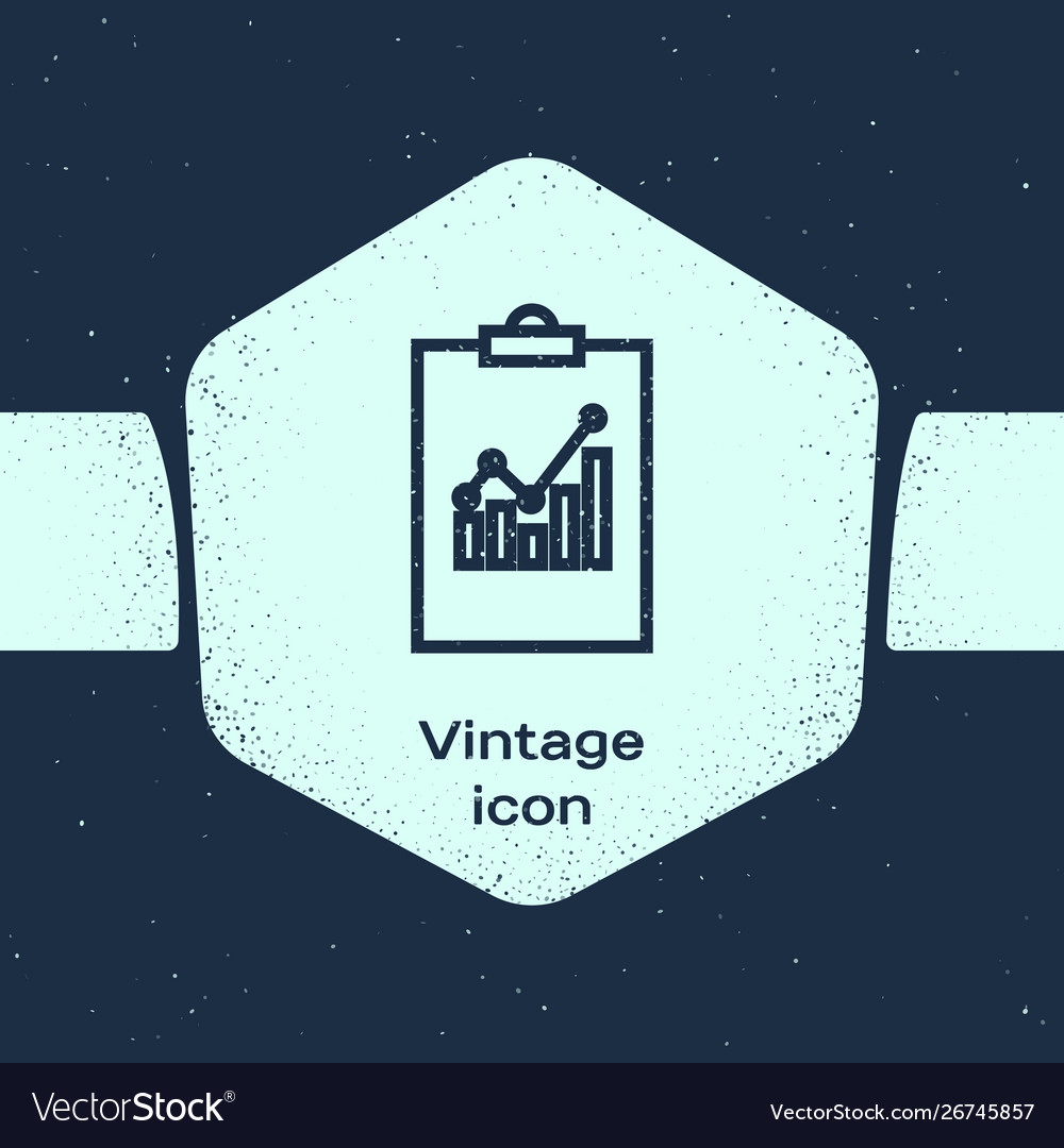 Grunge line clipboard with graph chart icon vector image Grunge line clipboard with graph chart icon