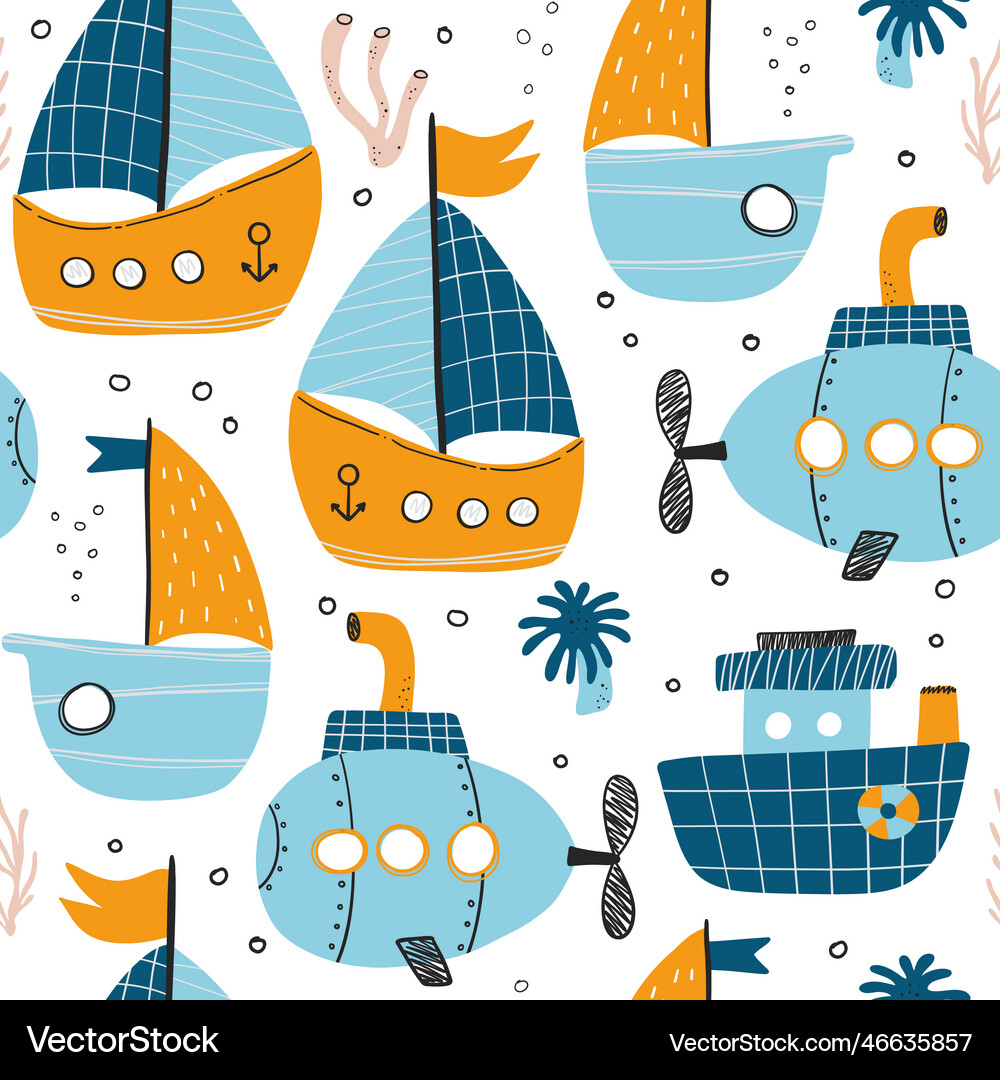 Hand-drawn color seamless repeating Royalty Free Vector