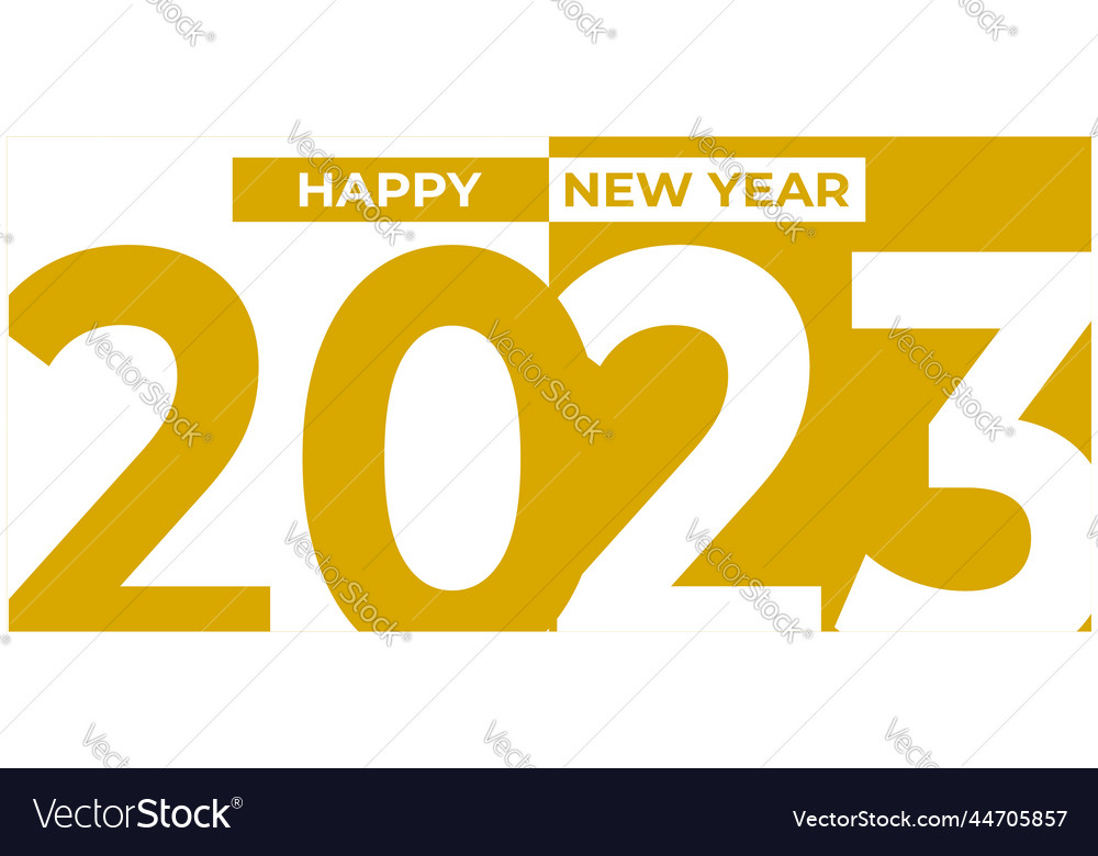 Happy new year 2023 in rectangular canvas vector image Happy new year 2023 in rectangular canvas