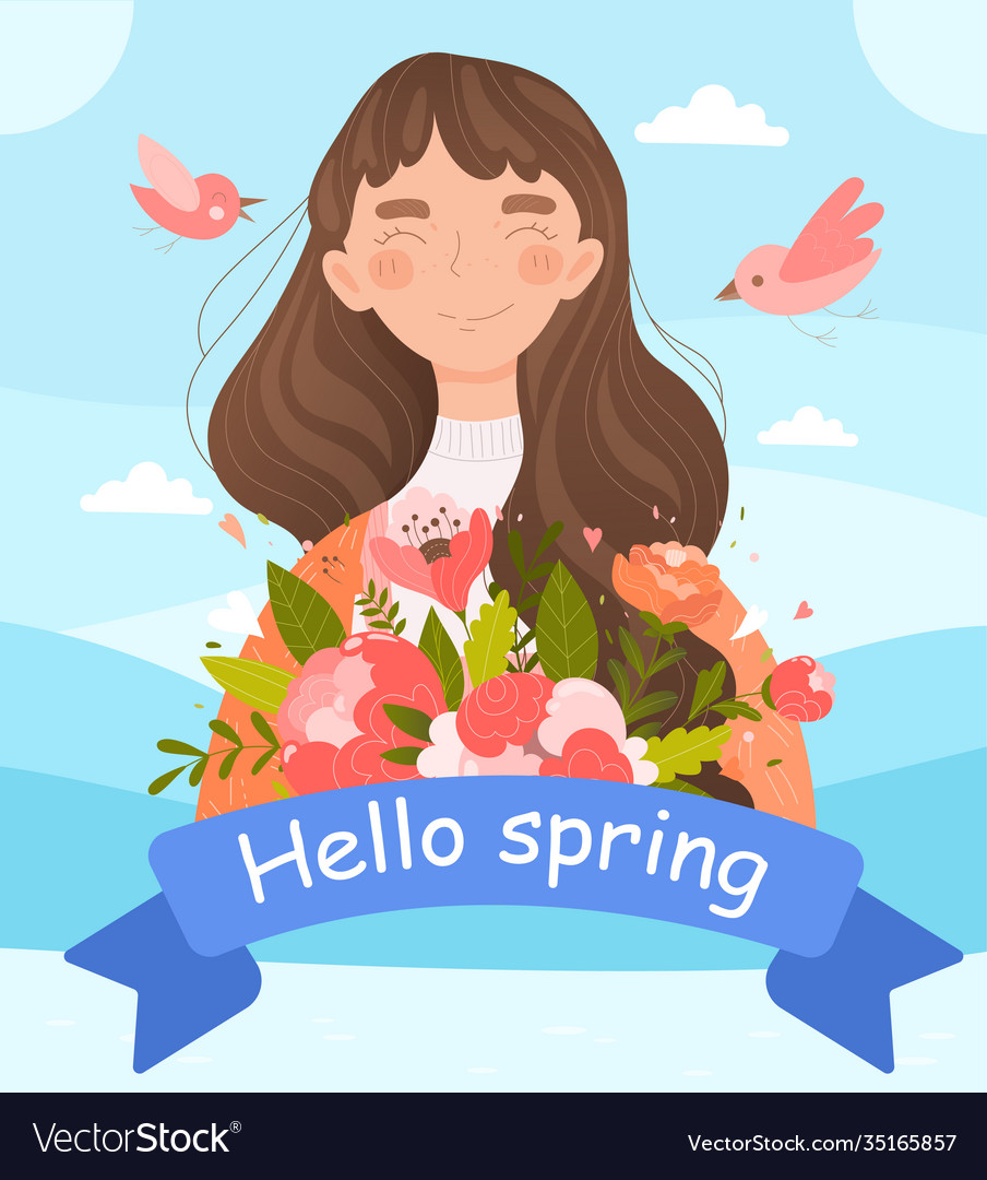 Hello spring text concept