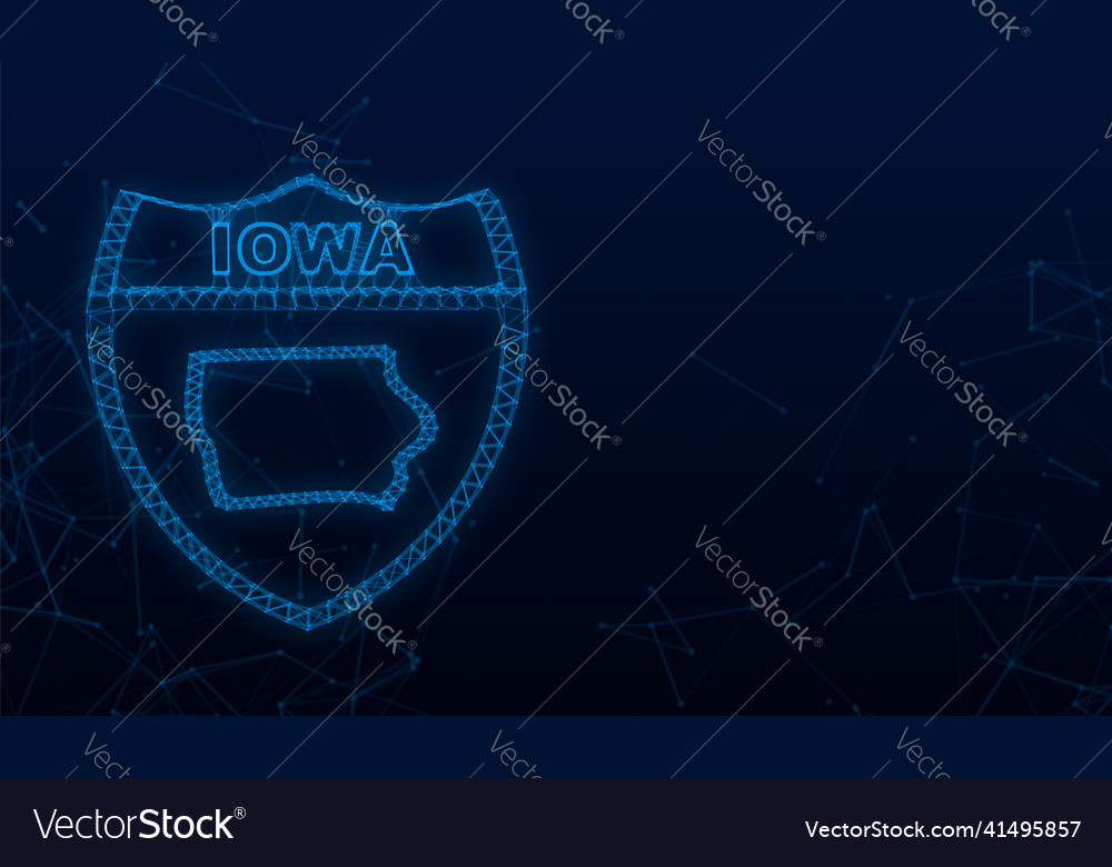 Iowa state map outline plexus icon vector image Iowa state map outline plexus icon