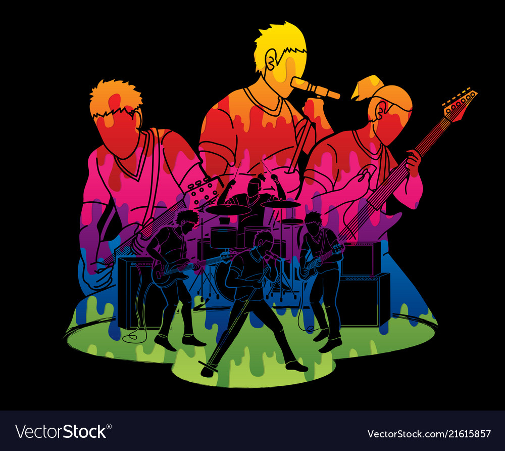 Musician playing music together band Royalty Free Vector