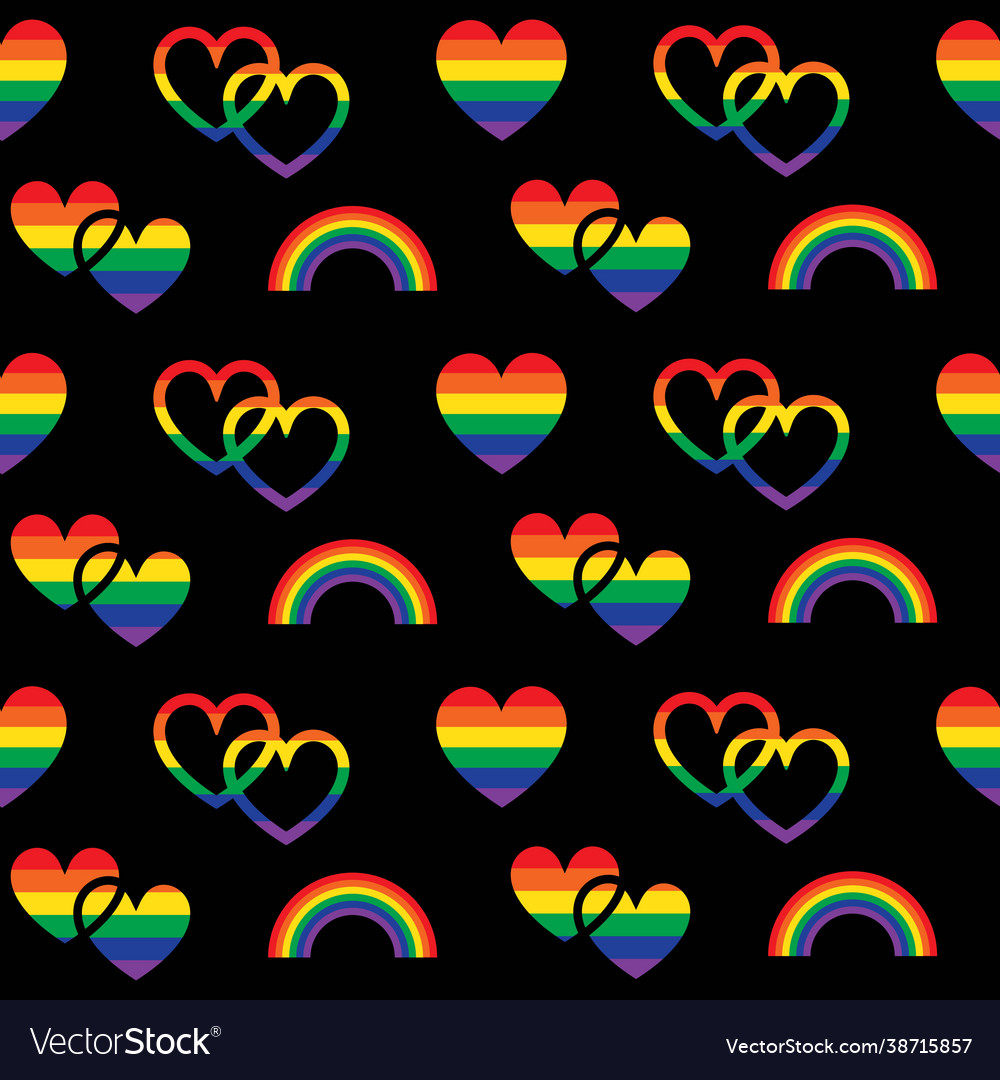 Rainbow Pride Seamless Pattern With Hearts Vector Image 2532