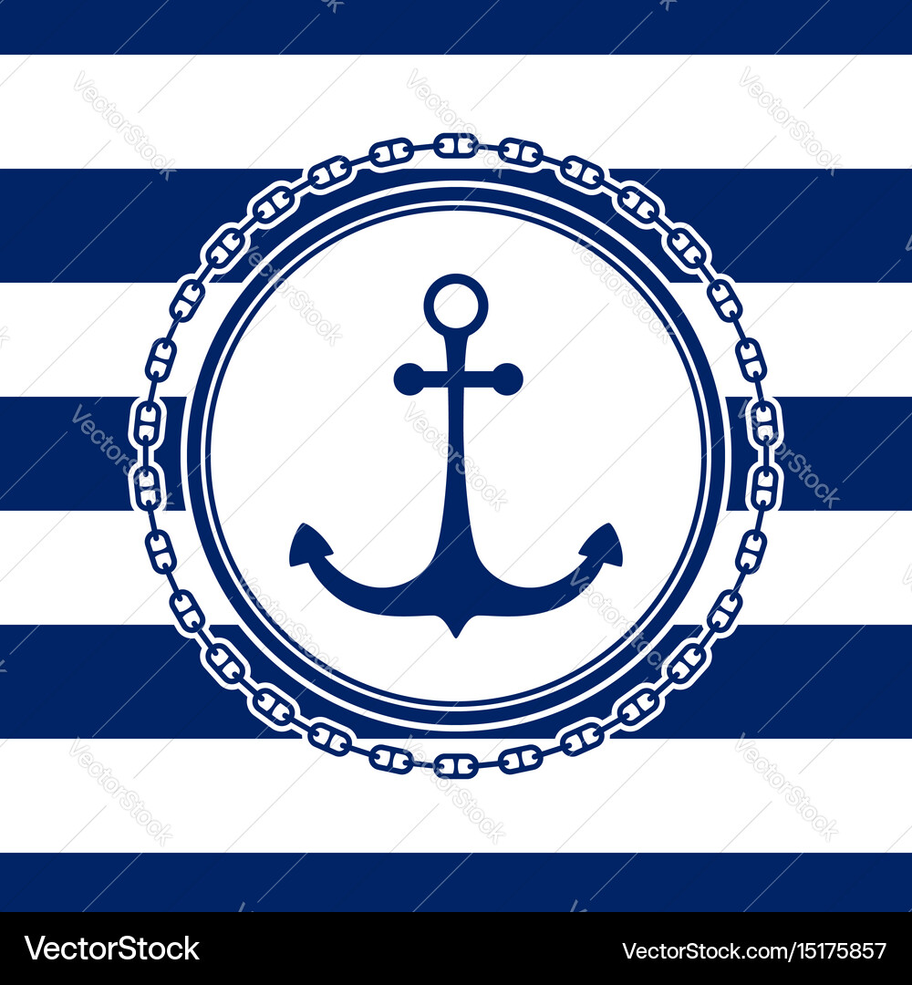 Round marine emblem with anchor Royalty Free Vector Image