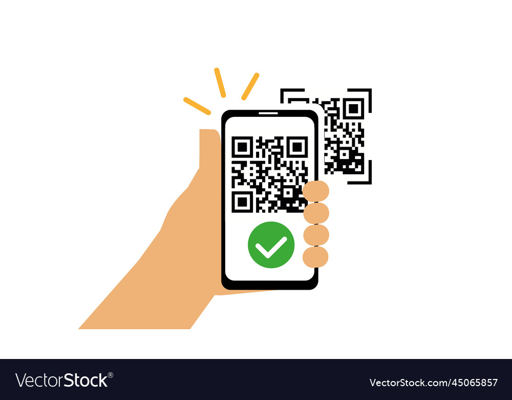 Scan qr code icon payment hand with phone