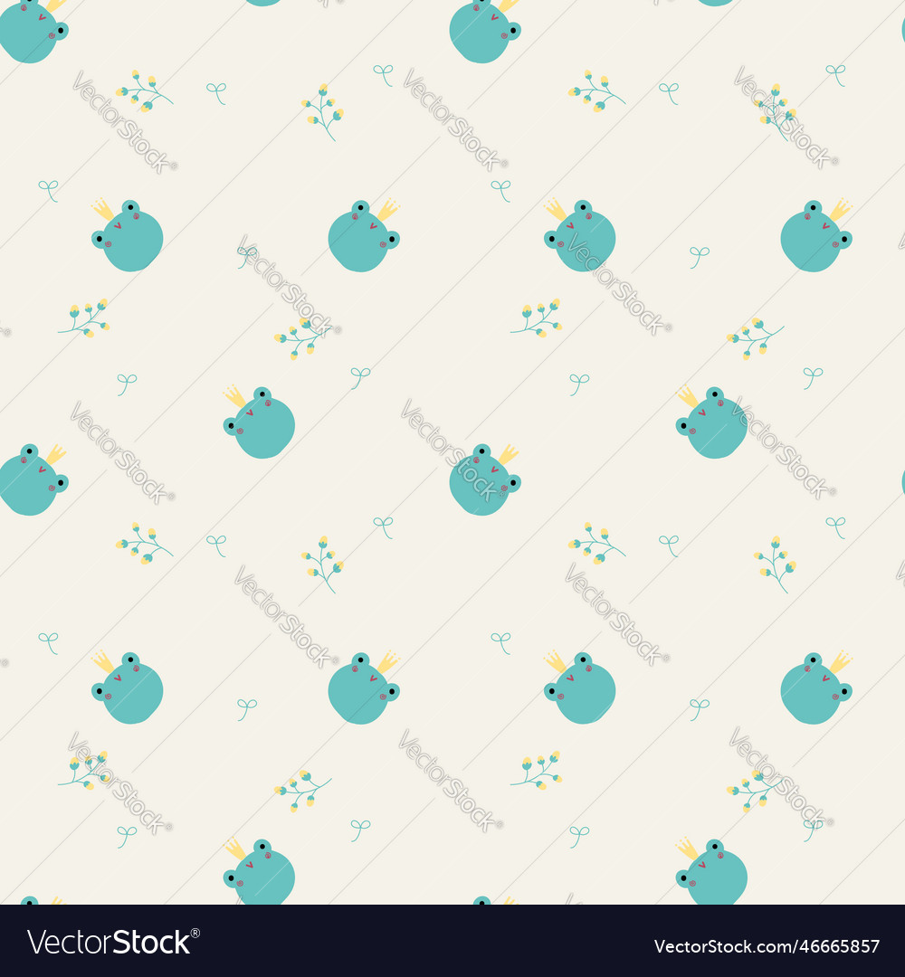 Seamless frog with leaf repeat pattern background vector image Seamless frog with leaf repeat pattern background