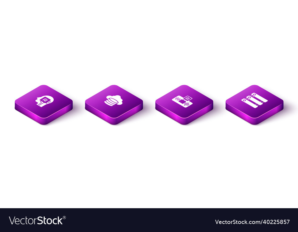 Set isometric humanoid robot cloud database vector image Set isometric humanoid robot cloud database