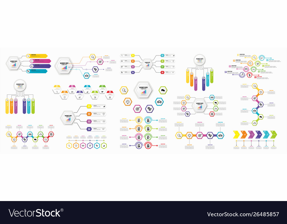 Set of infographics elements design template vector image Set of infographics elements design template