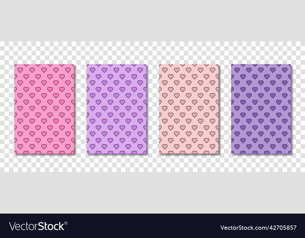 Set of pattern seamless heart abstract background vector image Set of pattern seamless heart abstract background