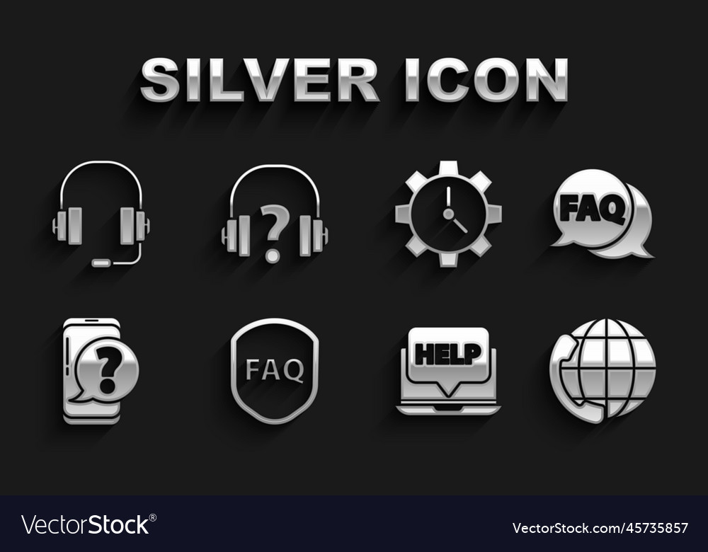 Set shield with text faq speech bubble telephone Vector Image Set shield with text faq speech bubble telephone