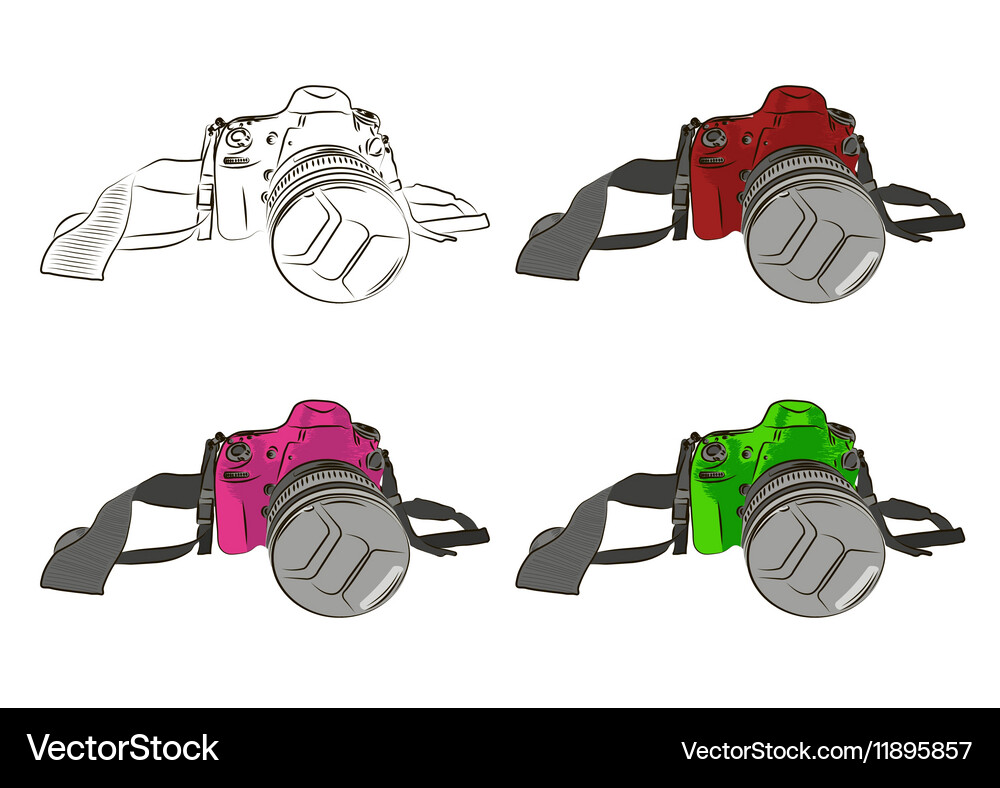 Sketch camera on a white background Royalty Free Vector