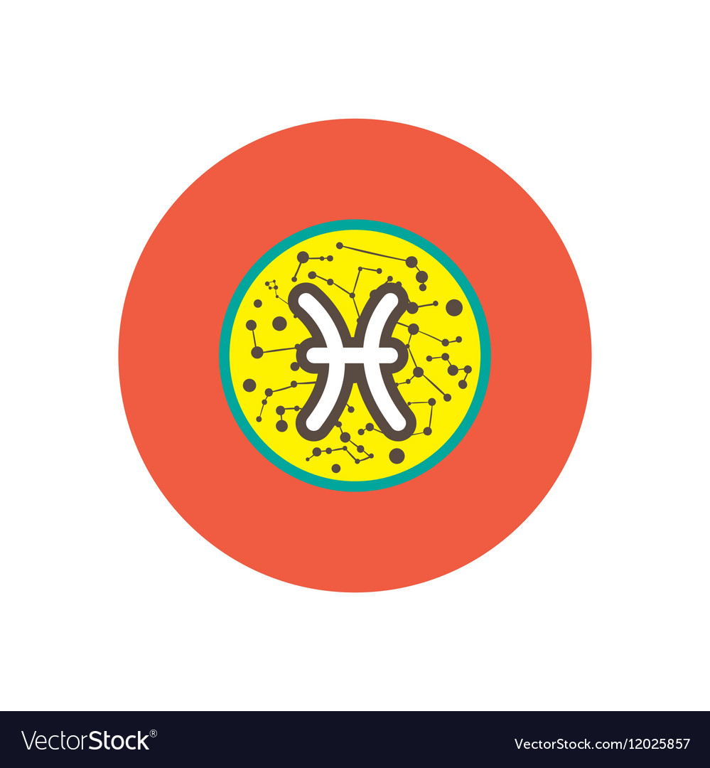 Stylish icon in color circle zodiac sign pisces
