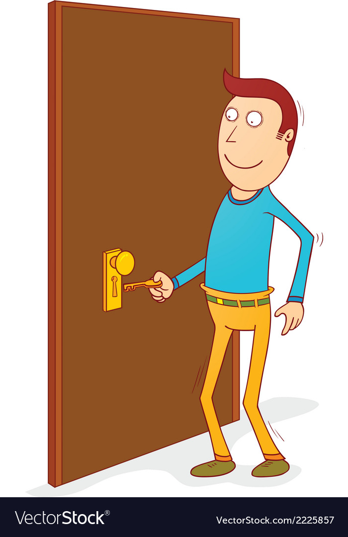 unlocked door cartoon