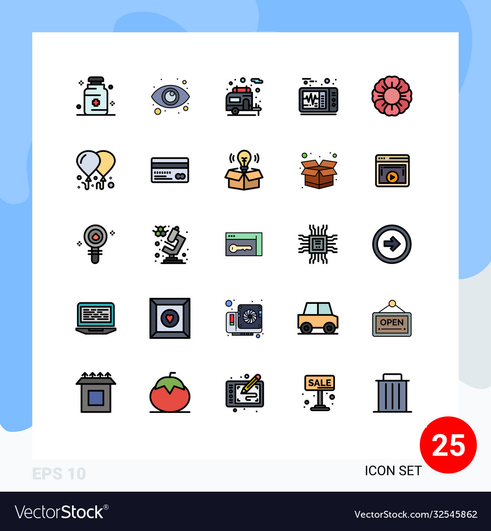 25 user interface filled line flat color pack