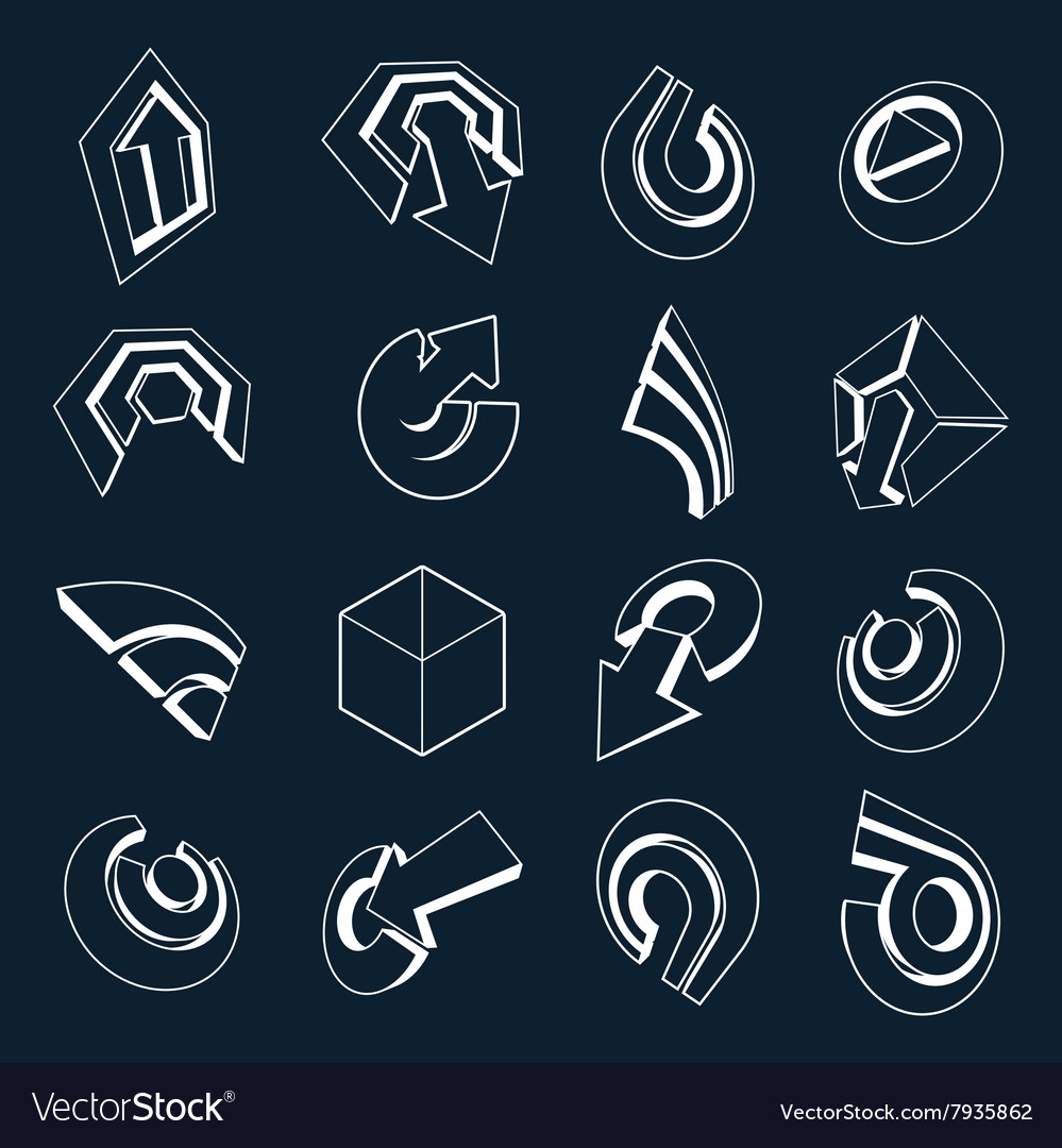 3d simple navigation pictograms collection set