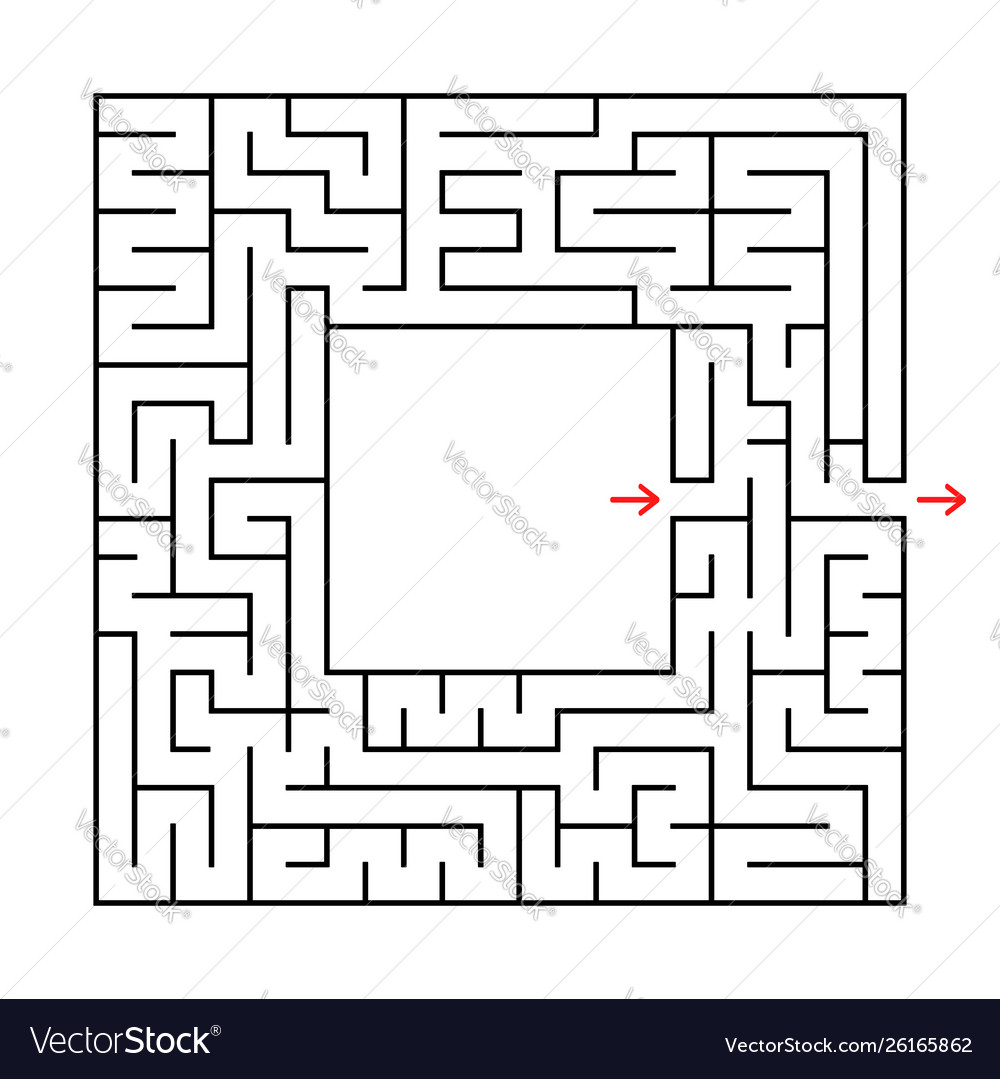 A square labyrinth find way out from vector image A square labyrinth find way out from
