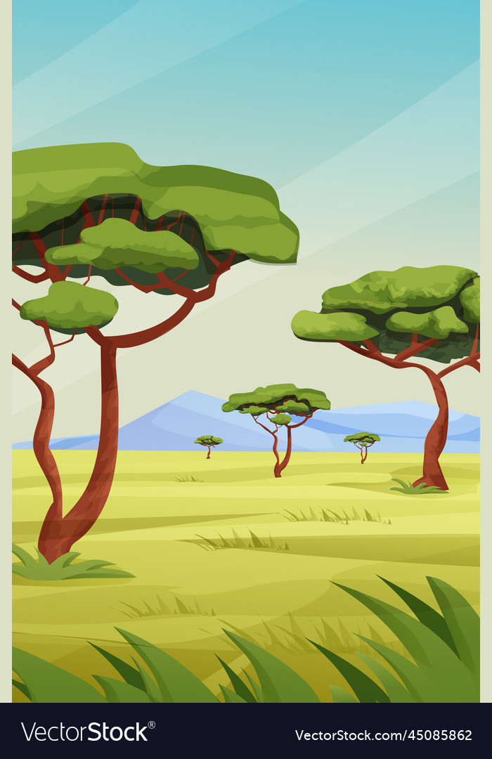 Africa savannah landscape safari with grass Vector Image