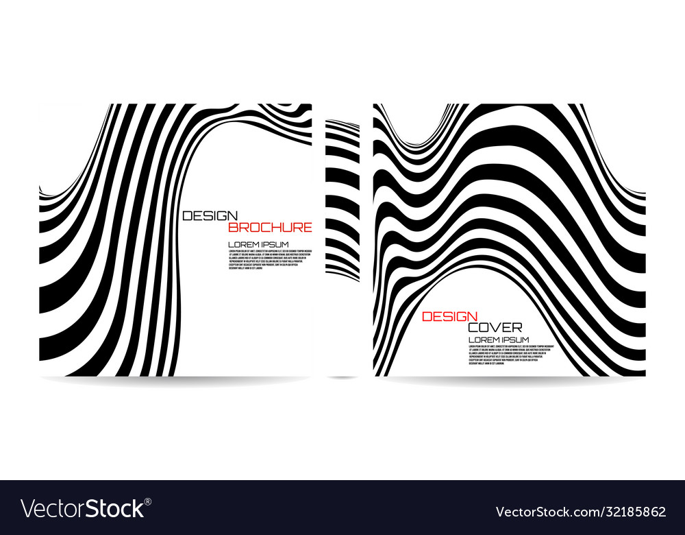 Brochure template wave with black and white