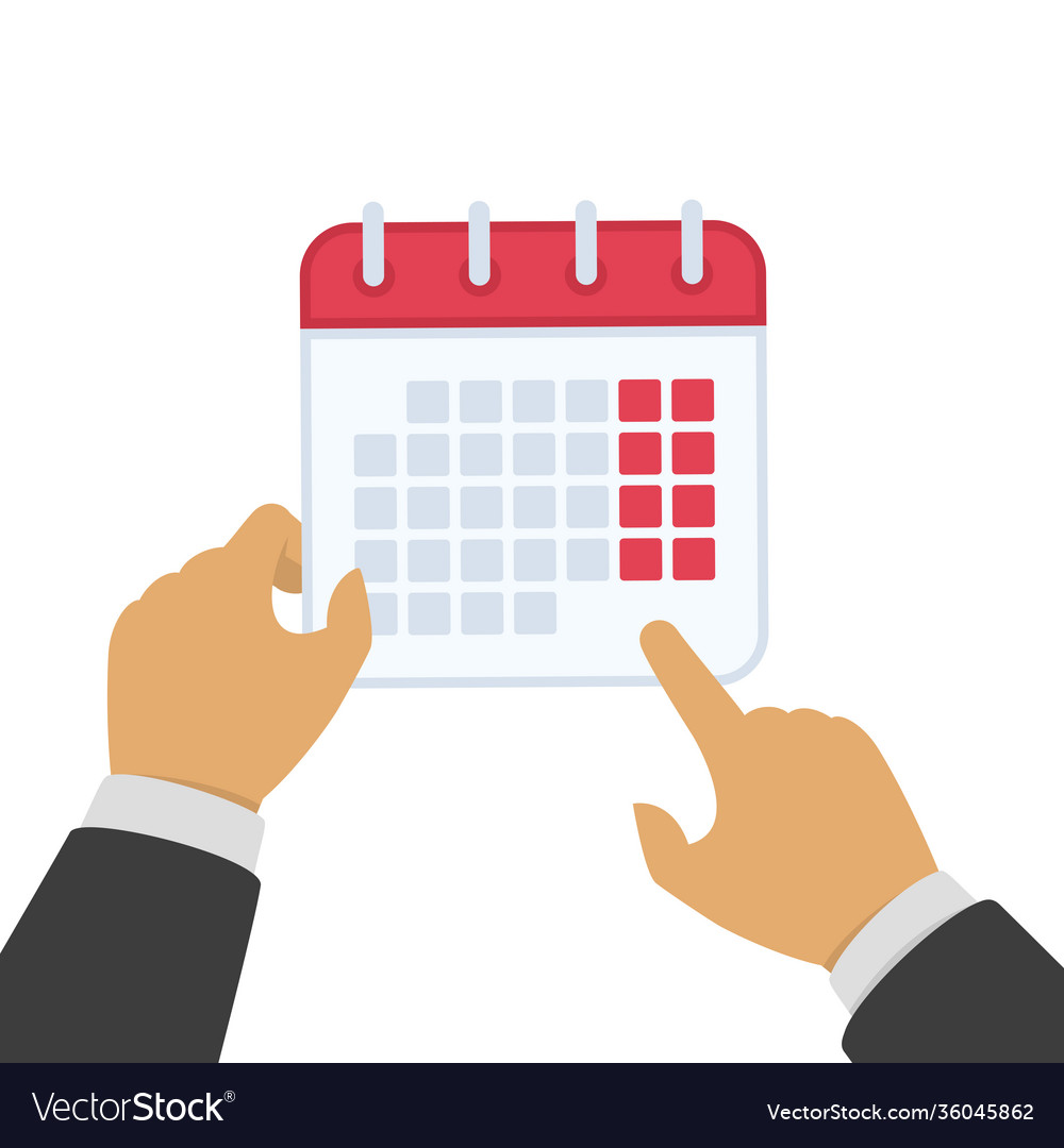 Calendar in hand Royalty Free Vector Image - VectorStock