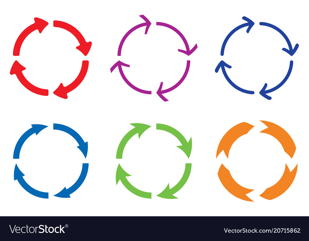 Circle arrows colored signs