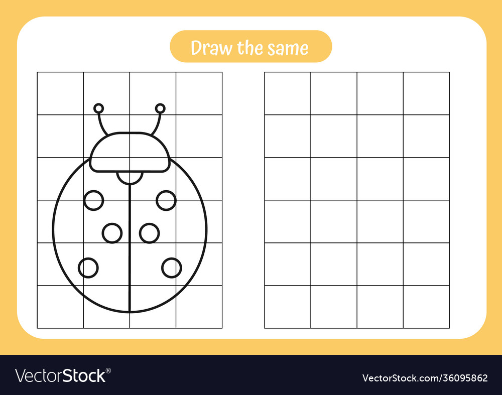 Copy picture ladybug - use grid vector image Copy picture ladybug - use grid