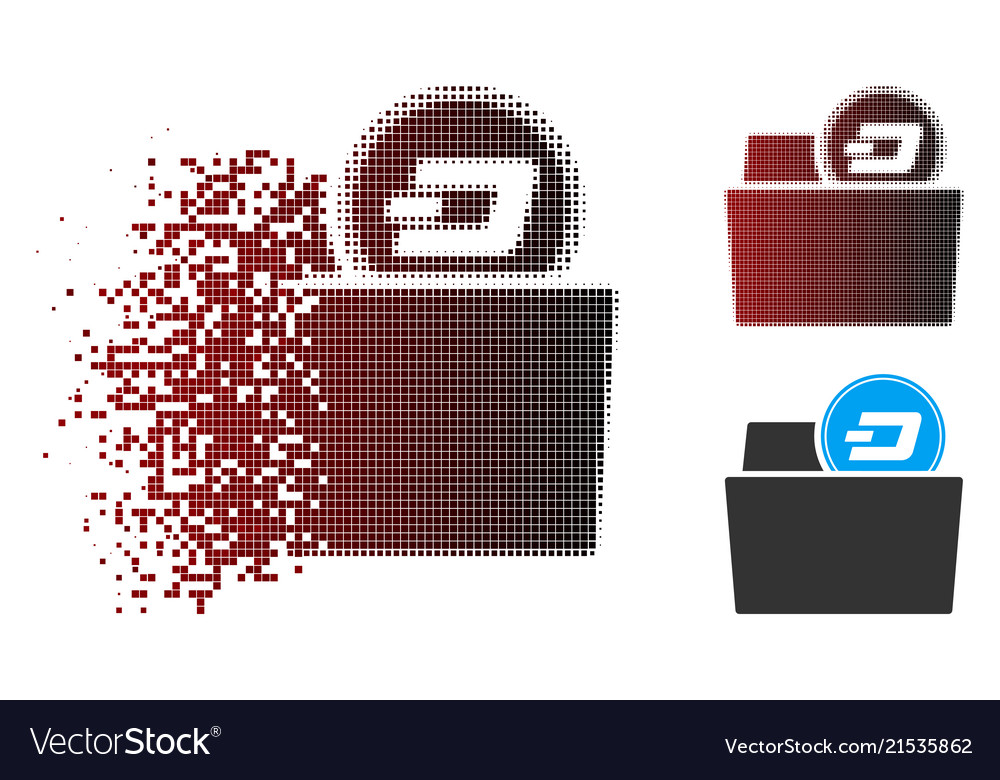 Dust pixel halftone dash folder icon vector image Dust pixel halftone dash folder icon