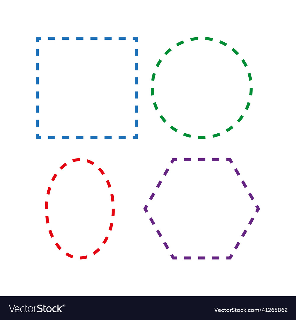 Geometric shapes with a dotted line simple Vector Image Geometric shapes with a dotted line simple