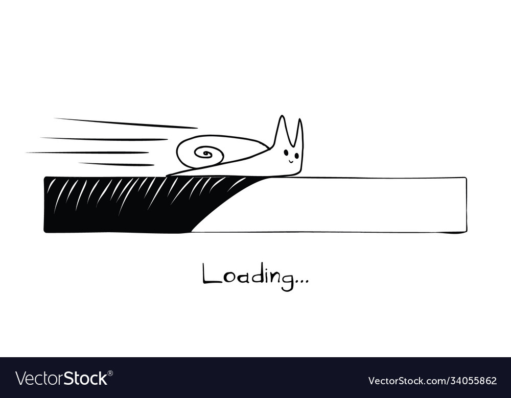 Hand drawn snail or slug with loading bar isolated Vector Image Hand drawn snail or slug with loading bar isolated