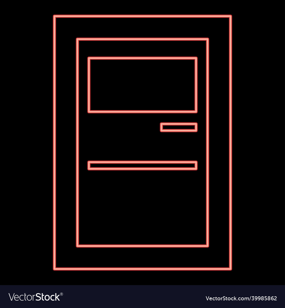 Neon service terminal red color flat style image vector image Neon service terminal red color flat style image