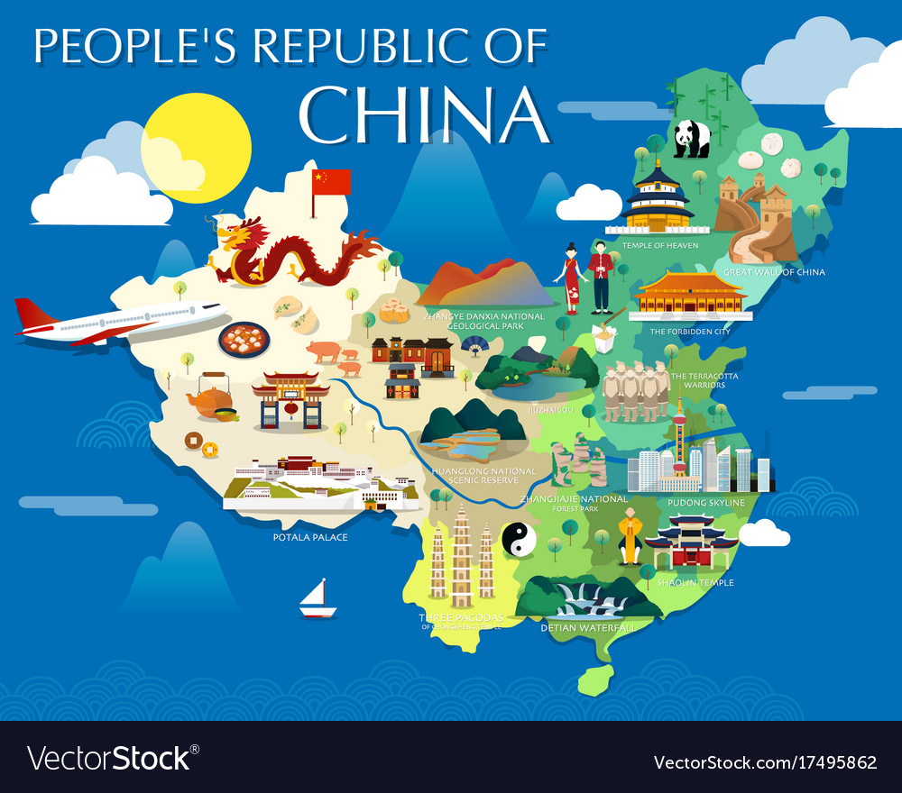 Peoples republic china map with colorful Vector Image