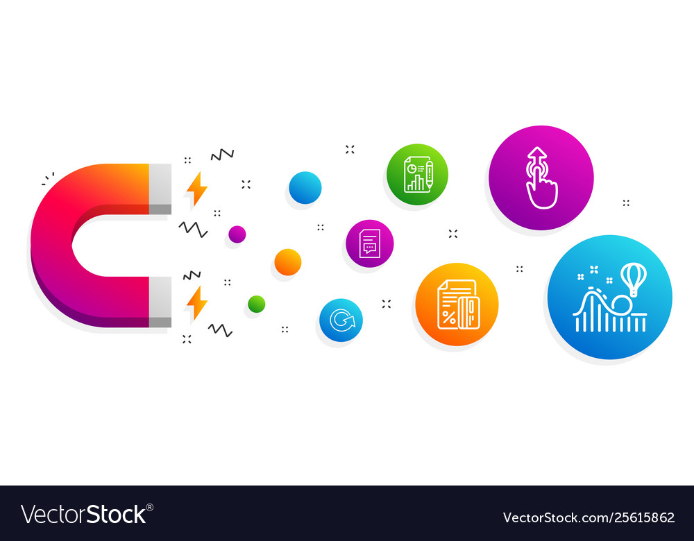 Report document credit card and swipe up icons vector image Report document credit card and swipe up icons
