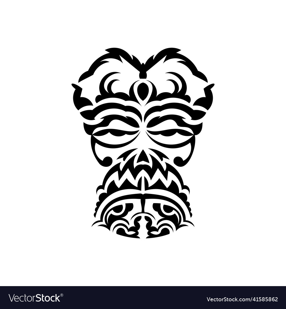 Samurai mask monochrome ethnic patterns black Vector Image