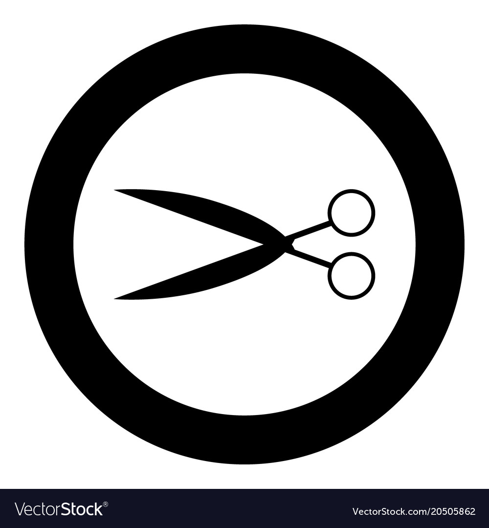 Scissors the black color icon in circle or round