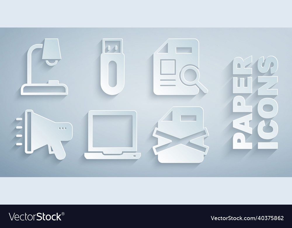 Set laptop document with graph chart megaphone vector image Set laptop document with graph chart megaphone